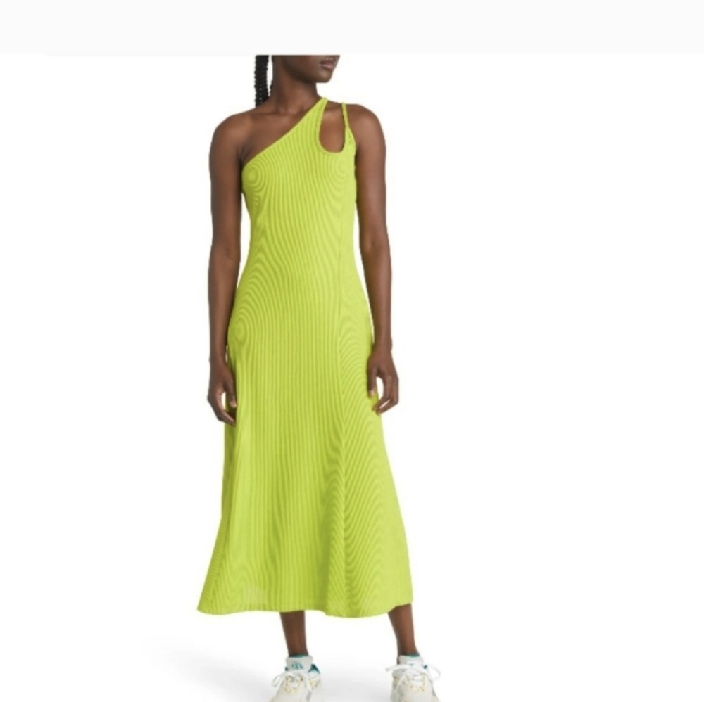 Topshop Lime Green One-Shoulder Dress